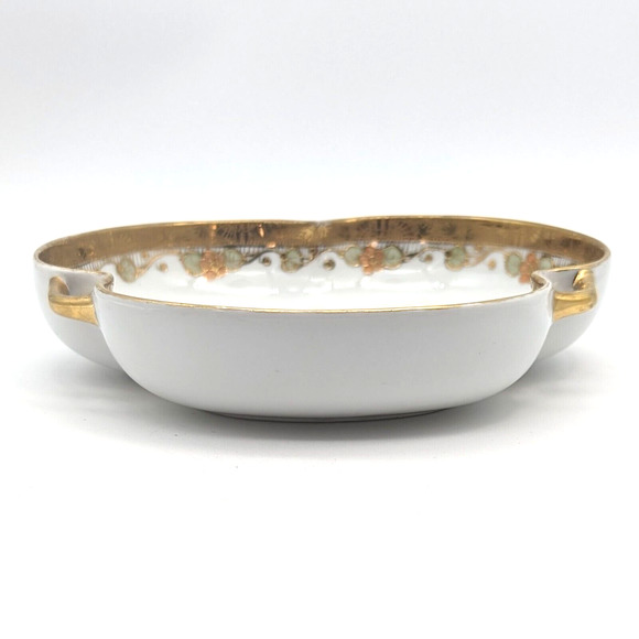 Antique Noritake Morimura Nippon Scalloped Dish with Moriage Gilding and Handles - Picture 12 of 12